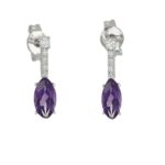 18 kt white gold earrings, with diamonds and central precious stone - OD527/