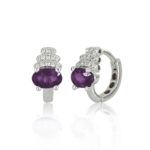 Earrings in 18 kt white gold, with diamonds and central precious stone - OD529/