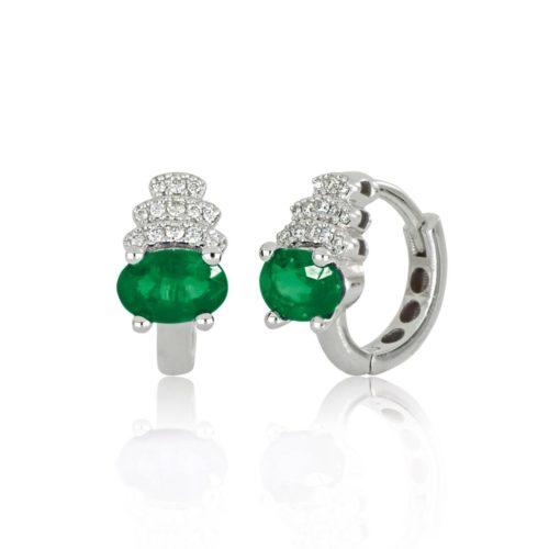 Earrings in 18kt white gold with diamonds and central precious stone - OD529
