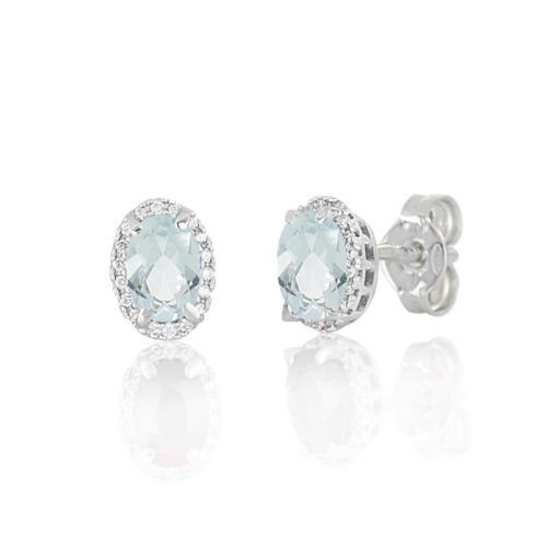 Earrings in 18 kt white gold, with aquamarine and diamonds - OD530/AC-LB