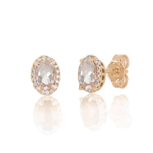 Clip earrings in 18kt gold with Morganite and diamonds - OD530/MO-LR