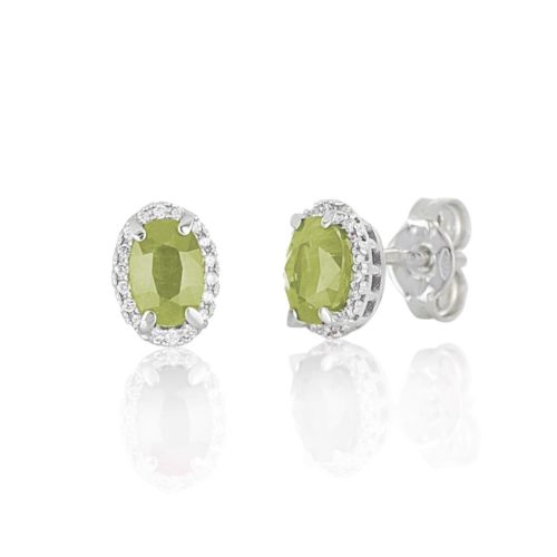 Earrings in 18 kt white gold, with diamonds and central precious stone - OD530/