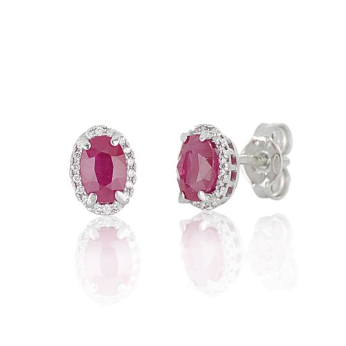 Earrings in 18kt white gold with diamonds and central precious stones - OD530