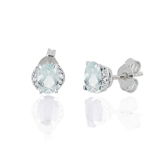 Earrings in 18 kt white gold, with aquamarine and diamonds - OD531/AC-LB