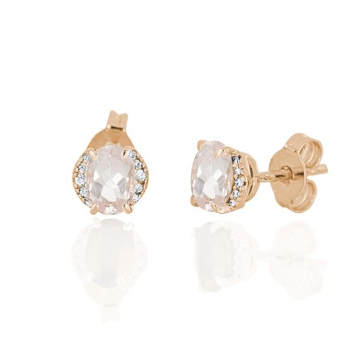 Gold earrings with morganite and diamonds - OD531/MO-LR