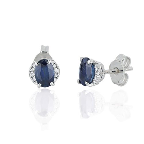 Earrings in 18kt white gold with diamonds and central precious stone - OD531