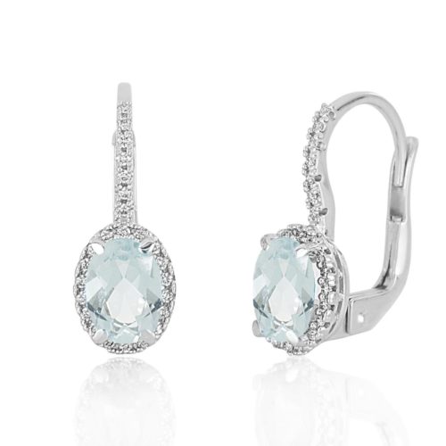 Earrings in 18 kt white gold, with aquamarine and diamonds - OD532/AC-LB