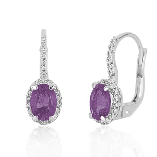 Earrings in 18 kt white gold, with diamonds and central precious stone - OD532/