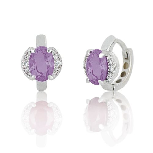 Earrings in 18 kt white gold, with diamonds and central precious stone - OD534/