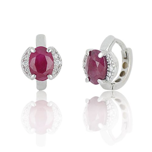 Earrings in 18kt white gold with diamonds and central precious stone - OD534