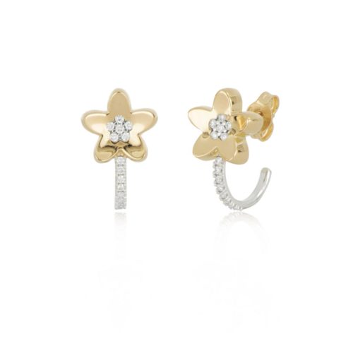 Flower earrings in gold and diamonds - OD855