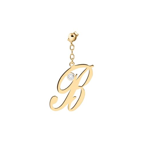 Mono earring in 18kt gold, with large customizable initial, with diamond - ODA002/IN