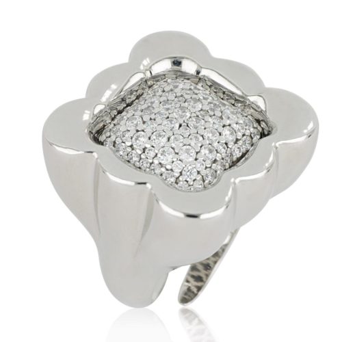 925 rhodium silver ring with cubic zirconia pave - ZAN560/BI-LB