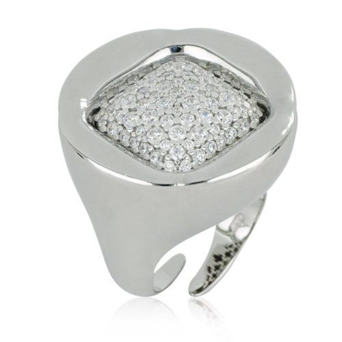 925 rhodium silver ring with cubic zirconia pave - ZAN561/BI-LB