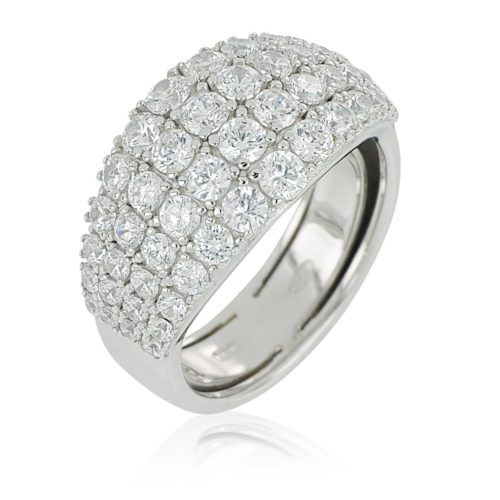 Band ring in rhodium-plated 925 silver with white cubic zirconia pavé - ZAN571BI