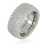 Band ring in rhodium-plated 925 silver with white cubic zirconia pavé - ZAN573BI