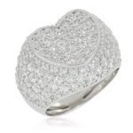 Heart ring in rhodium plated 925 silver with white cubic zirconia pavé - ZAN582BI