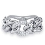 925 rhodium silver chain ring with zircons - ZAV001-LB