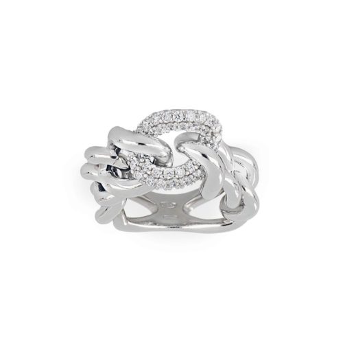 925 rhodium silver chain ring with zircons - ZAV002-LB