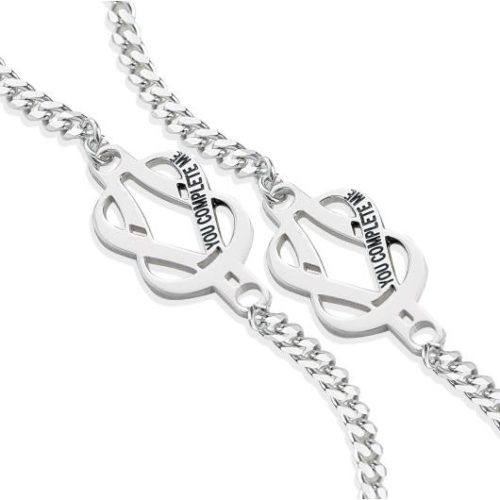 Two silver bracelets with 925 rhodium-plated love knot - Perfect gift for Valentine's Day - ZBR695-MB