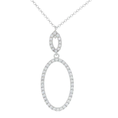 925 rhodium silver necklace with zircons - ZCL1370-LB