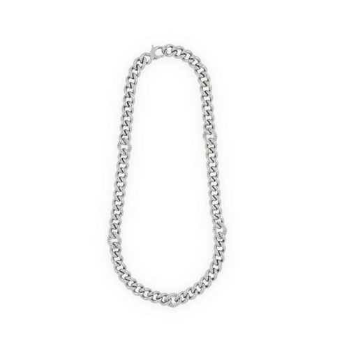 925 rhodium silver chain necklace with zircons - ZCV002-LB