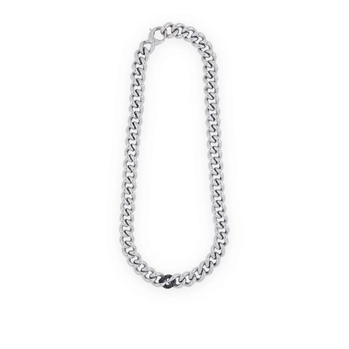 925 rhodium silver chain necklace with black zircons and black rhodium - ZCV005-LL