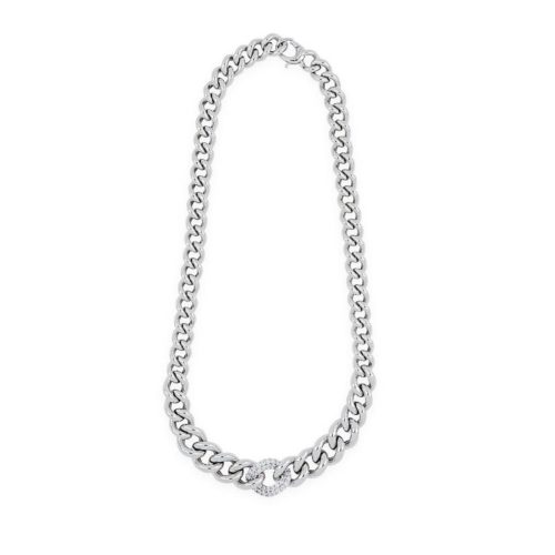 925 rhodium silver chain necklace with zircons - ZCV006-LB