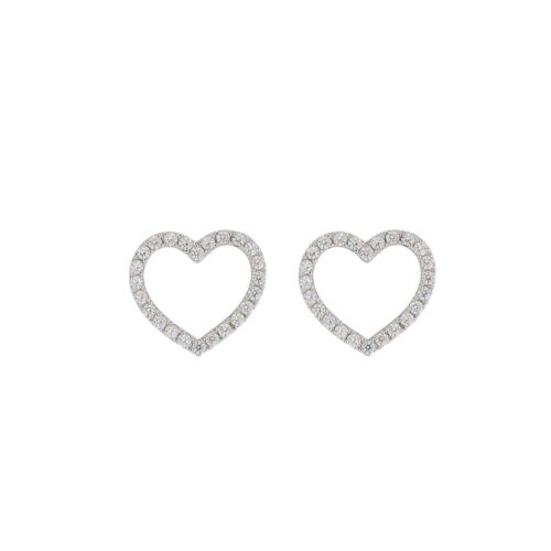 Heart earrings in 925 rhodium silver with zircons - ZOR1251-LB