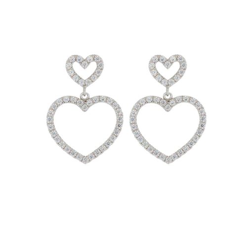 Heart earrings in 925 rhodium silver with zircons - ZOR1253-LB