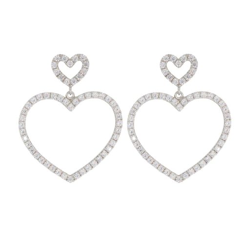 Heart earrings in 925 rhodium silver with zircons - ZOR1254-LB