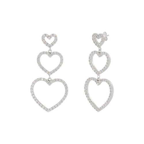 Heart earrings in 925 rhodium silver with zircons - ZOR1255-LB