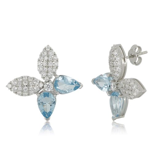 Butterfly earrings in 925 rhodium silver with cubic zirconia and siamites pave - ZOR1274