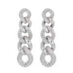 925 rhodium silver chain earring with zircons - ZOV002-LB