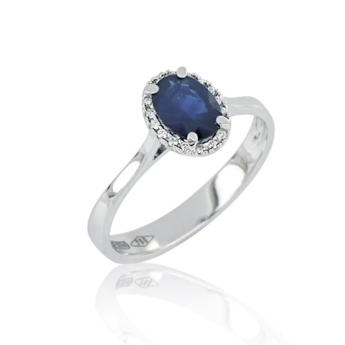 18kt white gold ring with diamonds and central precious stone - AD1086