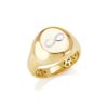 Chevalier ring in 18 kt gold, with customizable initial in diamonds  - AD511/IF