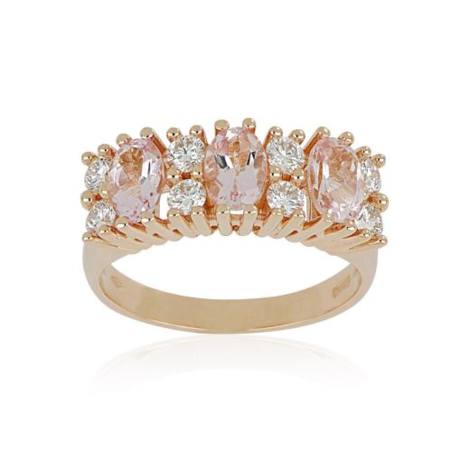 18 kt rose gold ring with Morganite and Diamonds - AD922/MO-LR