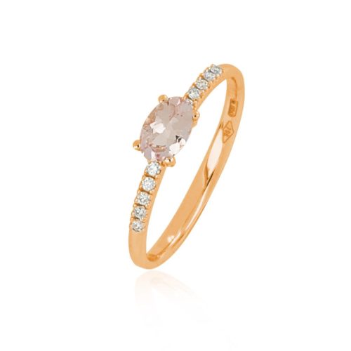 18 kt rose gold ring with Morganite and Diamonds - AD958/MO-LR