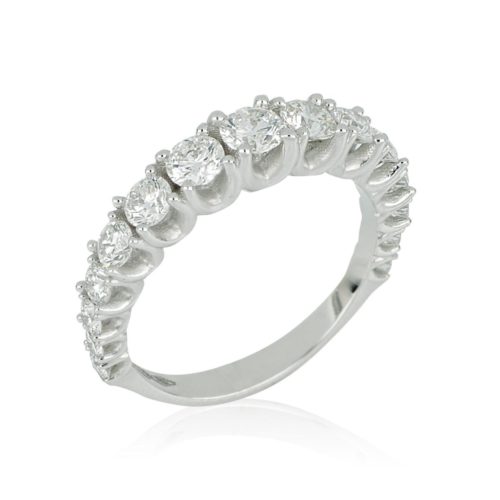 Graduated eternity ring in 18kt gold with white diamonds - ADF269DB
