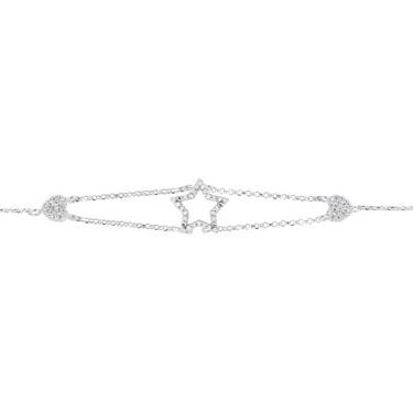 Bracelet in 18kt white gold, with customizable symbol in diamonds  - BD118/