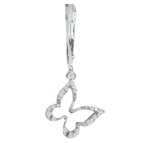 Single earring in 18kt white gold, with hook with customizable symbol in diamonds on two sides  - OD281/