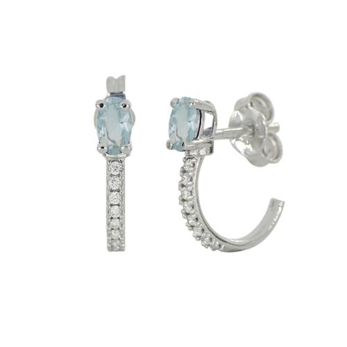 18 kt white gold earrings, with aquamarine and diamonds - OD495/AC-LB