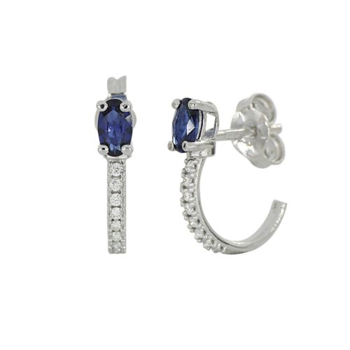 18kt white gold earrings with diamonds and central precious stone - OD495