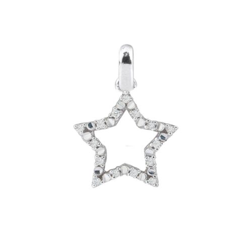 Pendant in 18 kt white gold, customizable symbol with diamonds on two sides  - PD003/