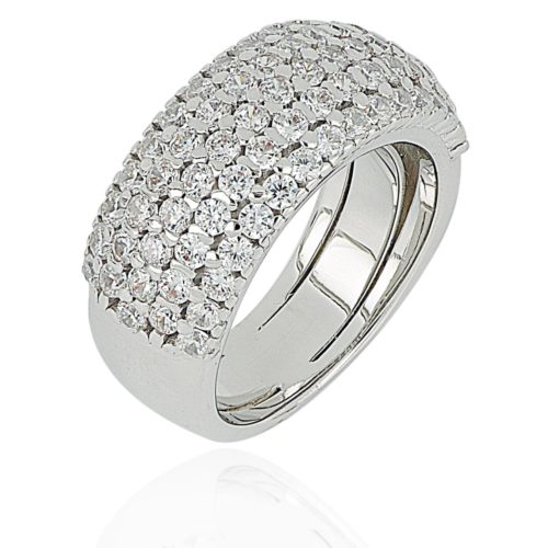 925 rhodium silver ring with white zircons pave - ZAN544BI