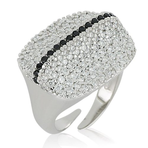 925 rhodium silver ring with white and colored zircons pave - ZAN563