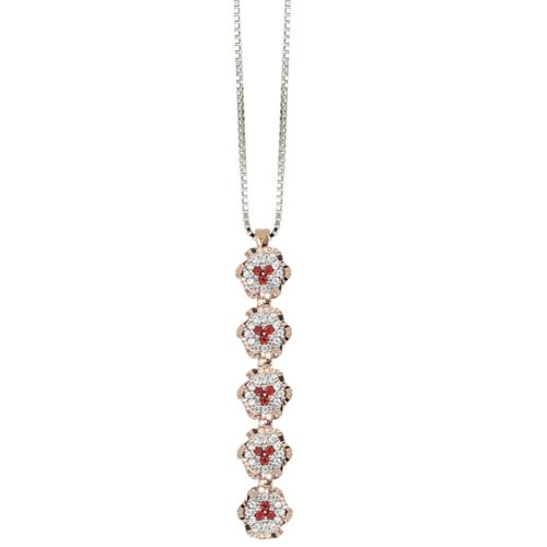 Necklace in 18kt gold with diamonds and central precious stones - CD710