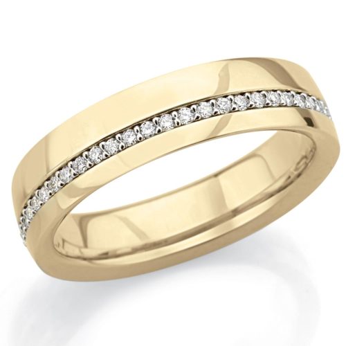 18kt gold wedding ring with 5 mm wide diamond riviera - ADF392