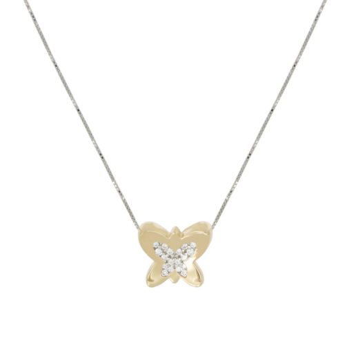 18kt gold butterfly necklace with pavé diamonds - CD650