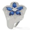 925 rhodium silver ring with white and colored zircons pave - ZAN556